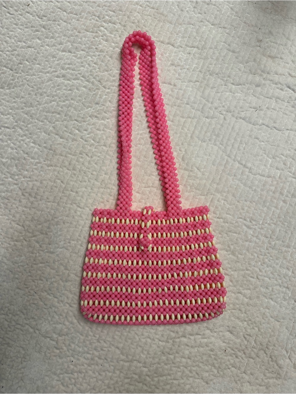 Pink Beaded Stripe Bag